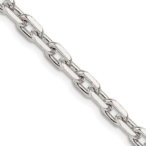 Kazi Luxury Sterling Silver 4.9mm Beveled Oval Cable Chain